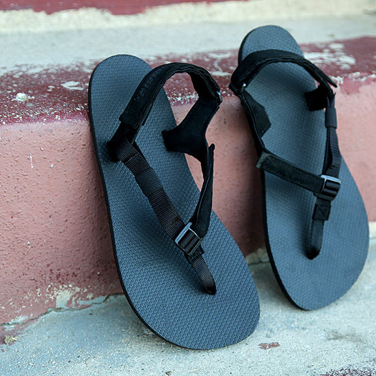 Shamma Chargers sandals on stairs