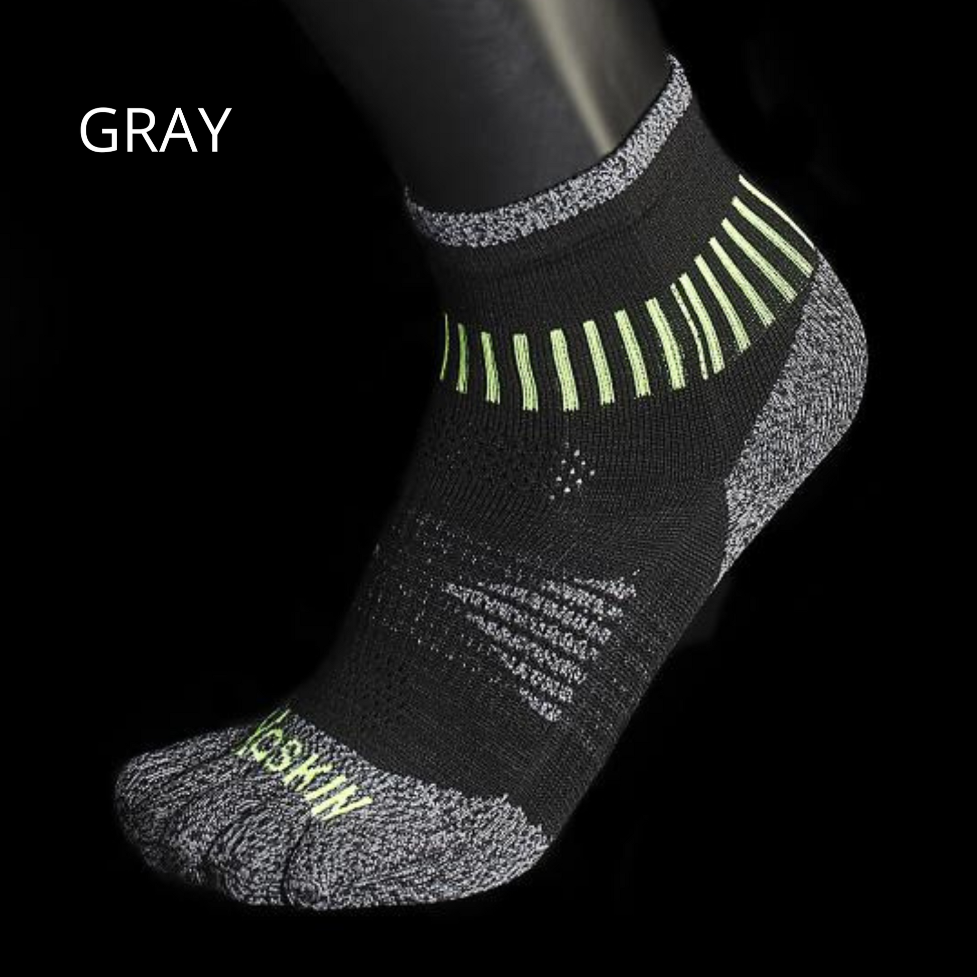 the gray quarter crew XOTOES sock from XOSKIN.