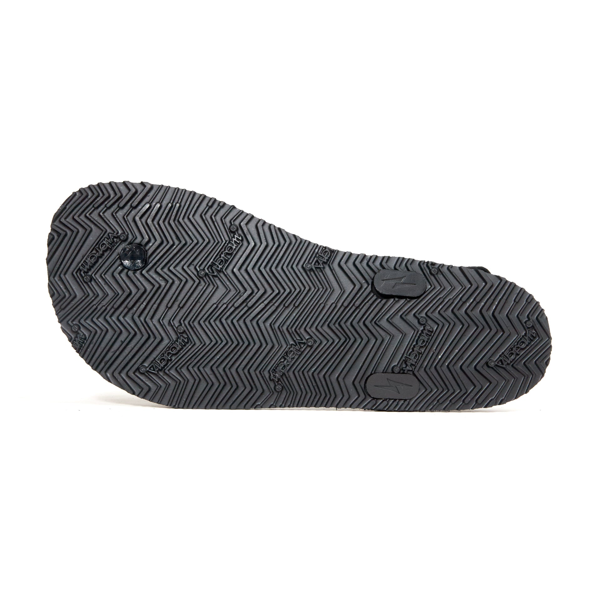 View of the sole of the black Shamma Power Sandal.