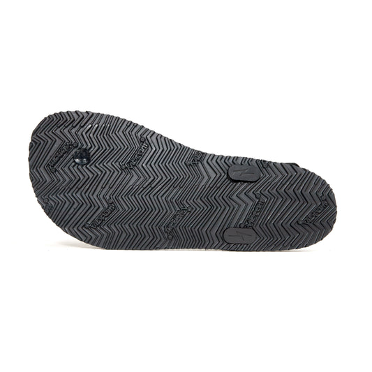 View of the sole of the black Shamma Power Sandal.