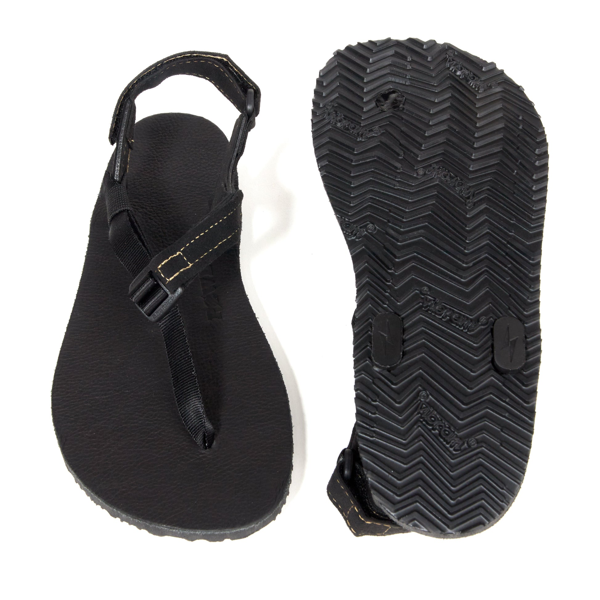 top and bottom view of the leather Shamma Power Sandal with black soles.