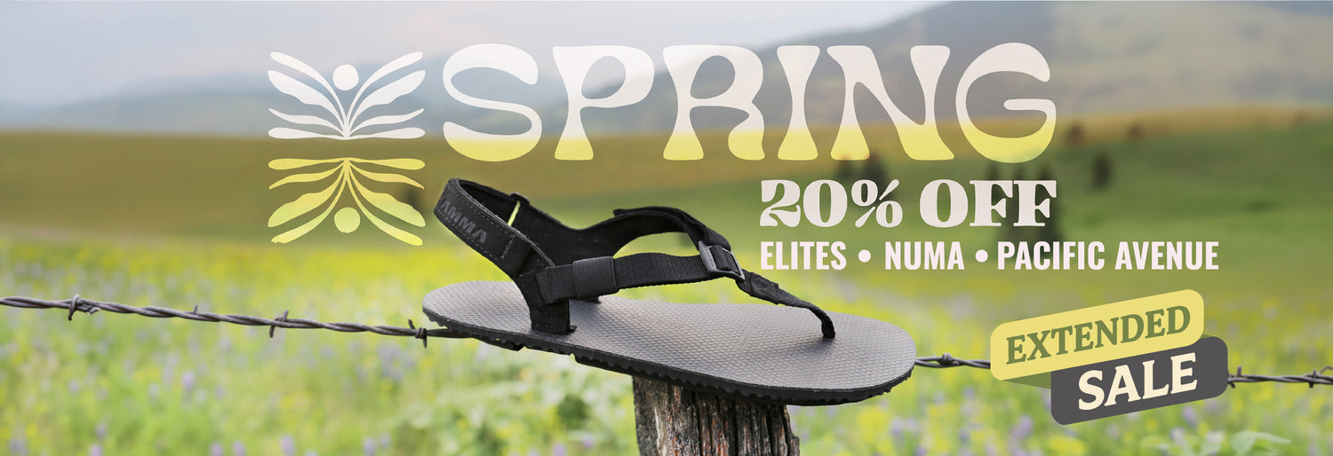 Promotional banner for sandals with 'Spring 20% Off' offer on a scenic background. extended sale