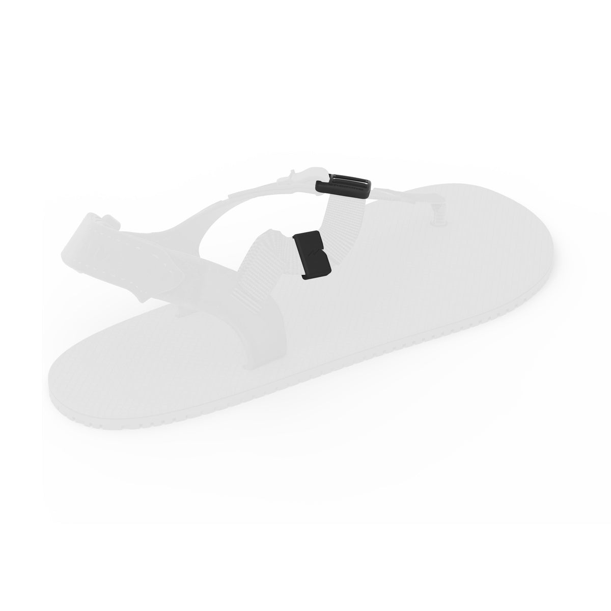 Shamma Elite buckle on top of the foot and keeper on the outer side of an Elite sandal, with the rest faded
