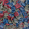 A pile of Shamma Elite Color Buckles in red, blue and green