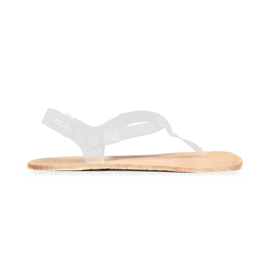 Elite Legend 6mm replacement sole, undyed vegetable-tan leather, shown on the Elite sandal with the straps faded