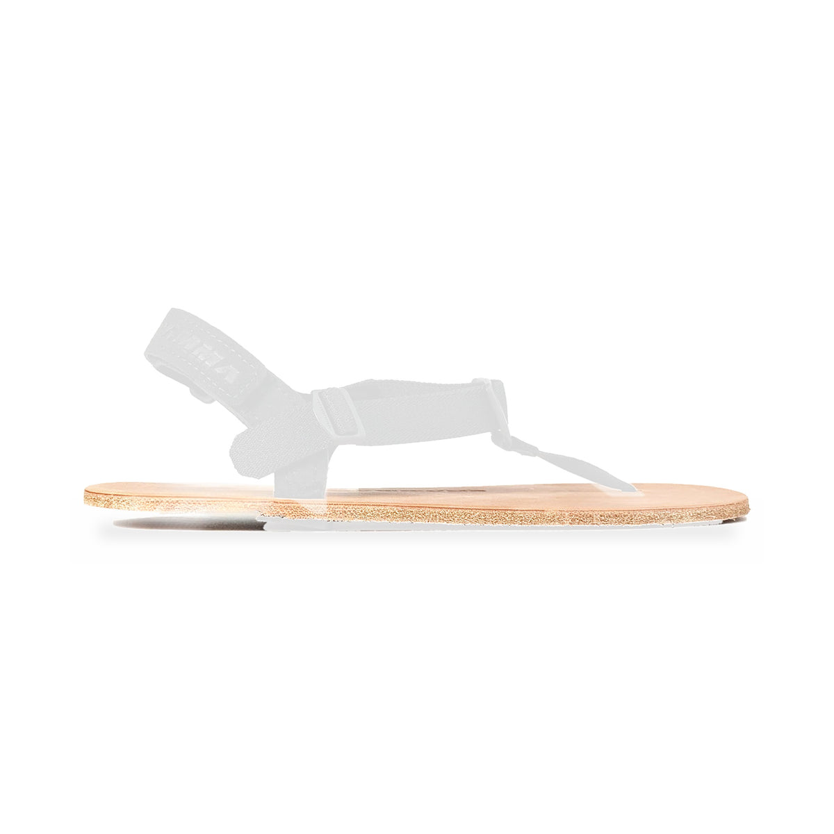 Numa Legend 6mm replacement sole, undyed vegetable-tan leather, shown on the Numa sandal with the straps faded
