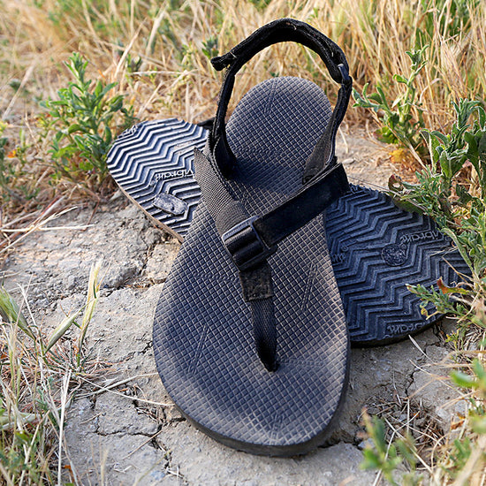 Mountain Goats sandals in scrub brush