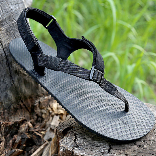 Shamma Warriors sandals in nature on stump