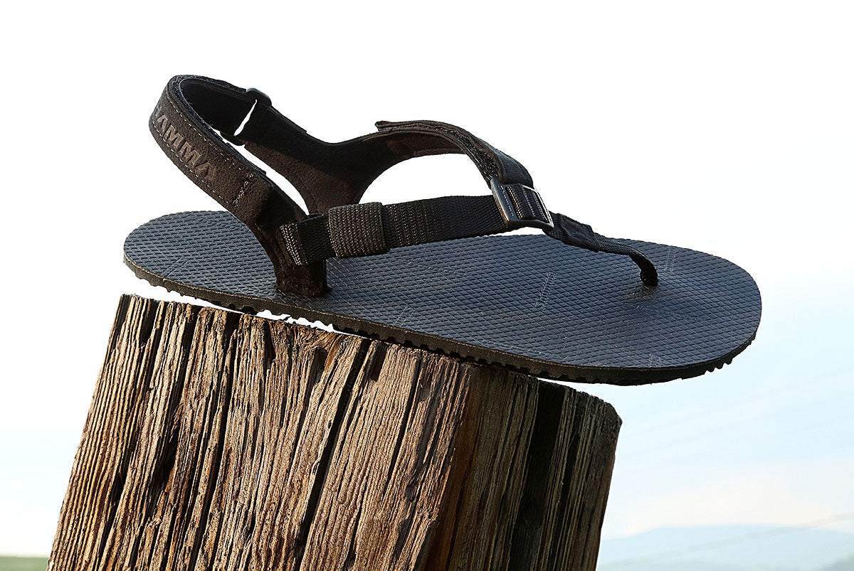 Shamma Warriors sandals on a stump